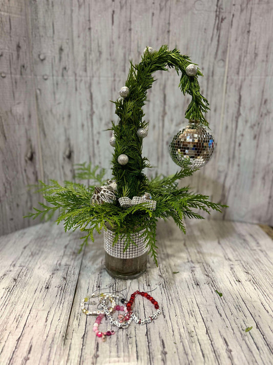 Taylor Swift Mirrorball and Friendship Bracelet Grinch Tree